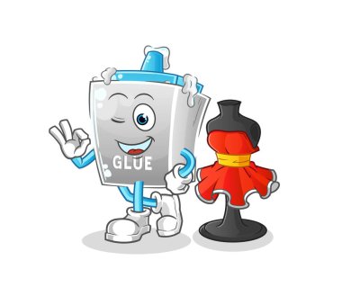 Yapıştırıcı moda tasarımcısı vektörü. çizgi film karakteri