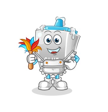 Yapışkan hizmetçi maskotu. çizgi film vektörü