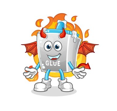 Kanat karakteri olan tutkal iblisi. çizgi film maskotu vektörü