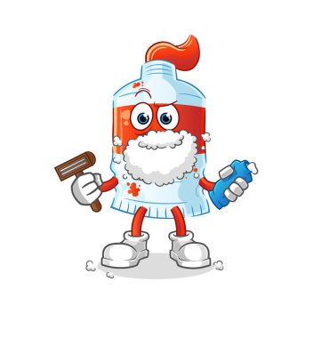 Suluboya tüp sakal traşı. çizgi film karakteri