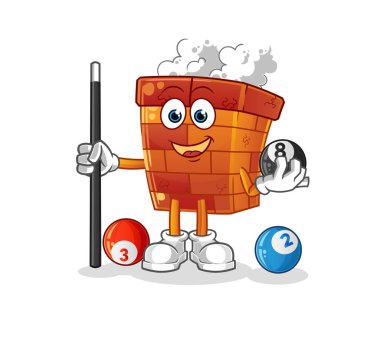 Baca bilardo karakterini canlandırıyor. çizgi film maskotu vektörü