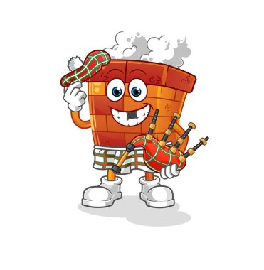 Gayda taşıyıcısı olan İskoç bacası. çizgi film karakteri