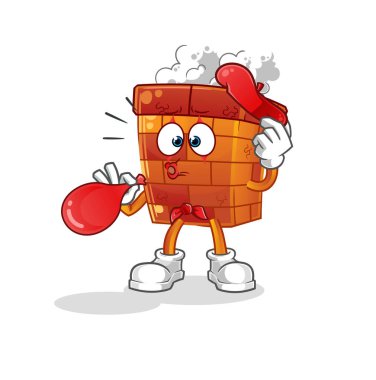 Balon şişiren baca pandomimcisi. çizgi film maskotu vektörü