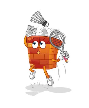 Badminton çizgi filminde baca parçalanıyor. çizgi film maskotu vektörü