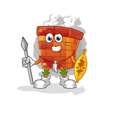 Baca Afrikalı kabile savaşçı maskotu. çizgi film vektörü