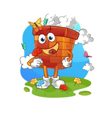 İlkbaharda baca çiçek toplar. karakter vektörü