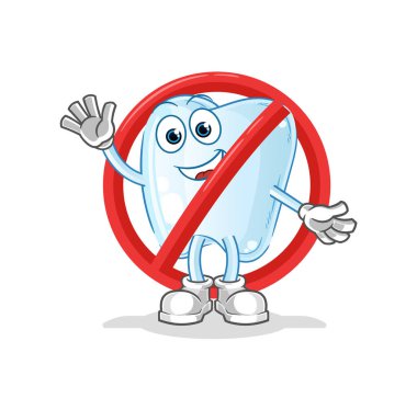 Diş maskotuna hayır de. çizgi film vektörü