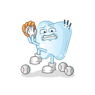 Diş beyzbol atıcısı çizgi filmi. çizgi film maskotu vektörü