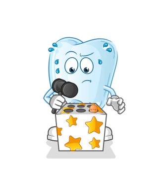 Diş oyunu bir köstebek maskotunu öldürdü. çizgi film vektörü