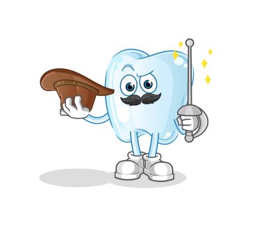Diş eskrimi karakteri. çizgi film maskotu vektörü