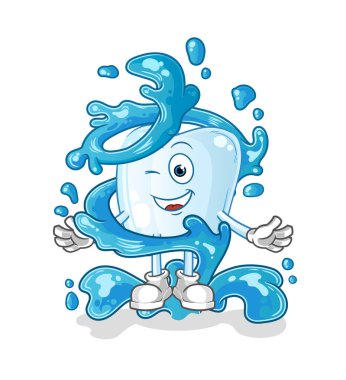 Su maskotuyla taze diş. çizgi film vektörü