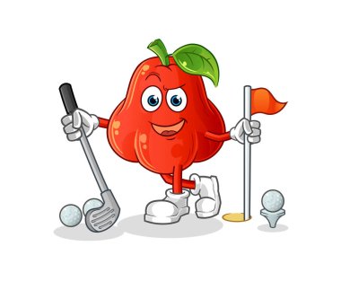 su elması golf oynuyor. çizgi film karakteri