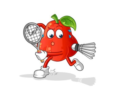 Su elması badminton oynuyor. karakter vektörü