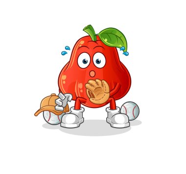 su elması beyzbol topu yakalayıcısı çizgi filmi. çizgi film maskotu vektörü