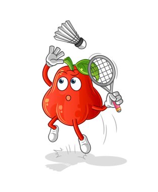 Badminton çizgi filminde su elması ezer. çizgi film maskotu vektörü
