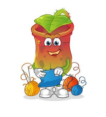 İhtiyacı olan terzi maskotu. çizgi film vektörü