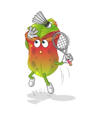 Nepenthes badminton çizgi filminde ezilir. çizgi film maskotu vektörü