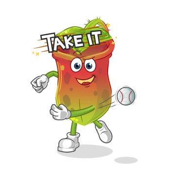 Beyzbol vektörünü fırlatmak gerekiyor. çizgi film karakteri