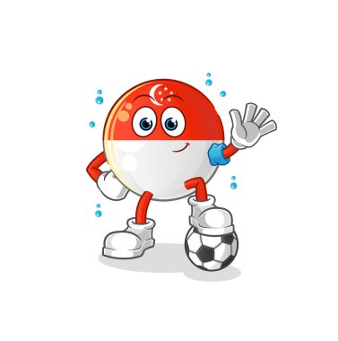 Singapur bayrağı futbol illüstrasyonu oynuyor. karakter vektörü