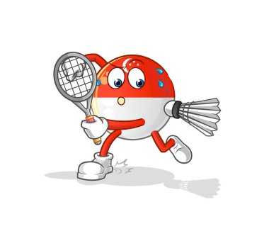 Singapur bayrağı badminton oynuyor. karakter vektörü