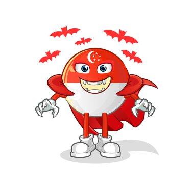 Singapur bayrağı Drakula illüstrasyonu. karakter vektörü