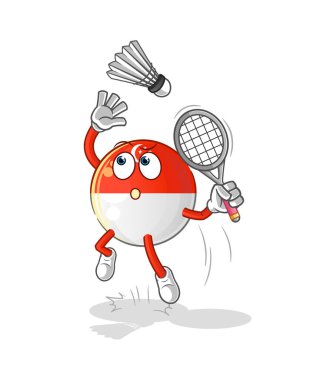 Singapur bayrağı badminton çizgi filminde ezildi. çizgi film maskotu vektörü