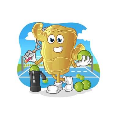 Ginger tenis illüstrasyonu yapıyor. karakter vektörü