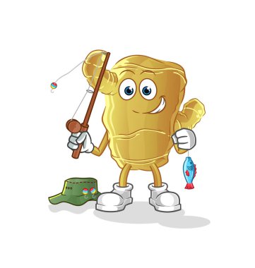 Zencefilli balıkçı çizimi. karakter vektörü