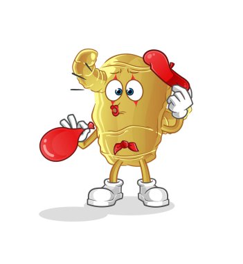 Kızıl pandomim balon şişiriyor. çizgi film maskotu vektörü