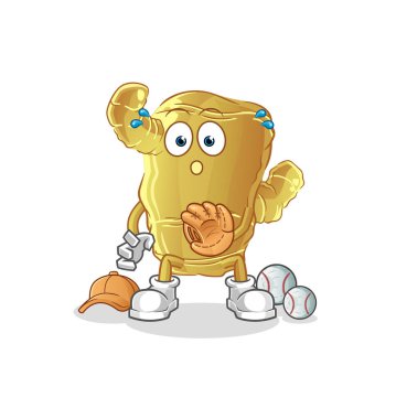 Zencefilli beyzbol yakalayıcı çizgi filmi. çizgi film maskotu vektörü