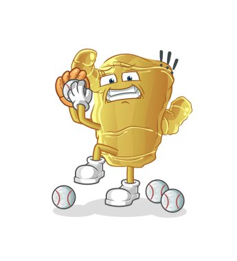 Zencefilli beyzbol topu çizgi filmi. çizgi film maskotu vektörü