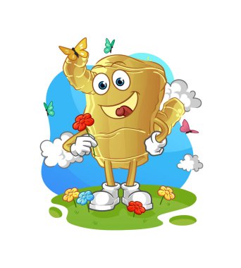 Kızıl baharda çiçek toplar. karakter vektörü