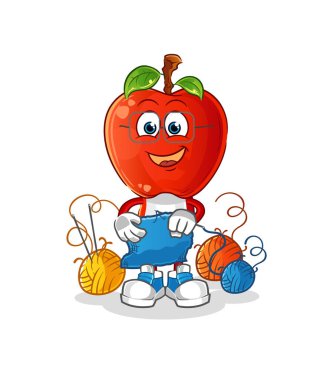 Elma kafalı karikatür terzi maskotu. çizgi film vektörü