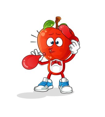 Elma kafalı pandomim balonu şişiriyor. çizgi film vektörü