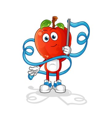 elma kafalı çizgi film Ritmik Jimnastik maskotu. çizgi film vektörü