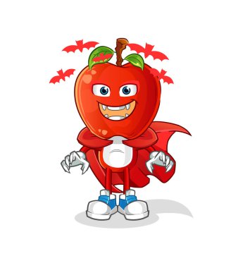 Elma kafalı çizgi film Drakula çizimi. karakter vektörü