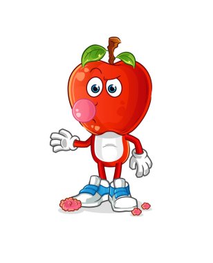 Elma kafalı çizgi film sakız çiğneme vektörü. çizgi film karakteri