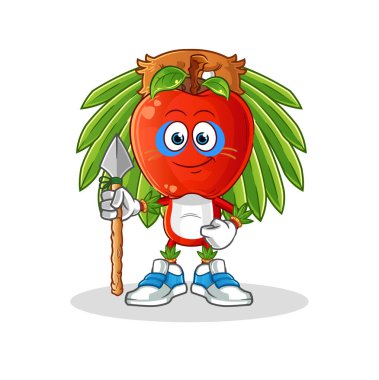 Elma kafalı çizgi film kabile maskotu. çizgi film vektörü