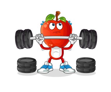 Elma kafalı çizgi film, halter karakterini kaldırıyor. çizgi film vektörü