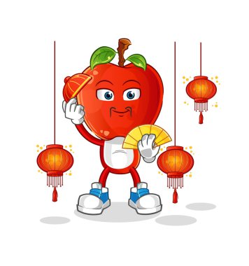 Fenerlerin resimli olduğu Çin çizgi filmi. karakter vektörü