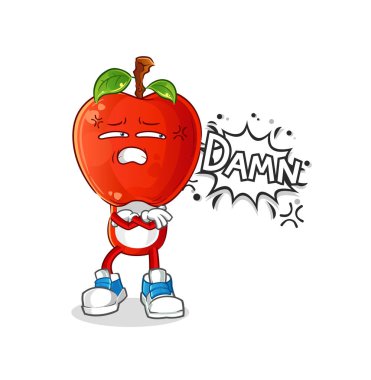 apple head cartoon very pissed off illustration. character vector