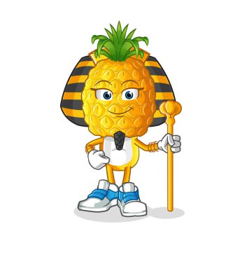 Ananas kafalı çizgi film Antik Mısır. çizgi film maskotu vektörü