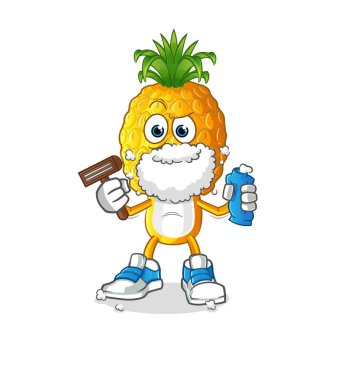 Ananas kafalı çizgi film karakteri yüz kıllarını tıraş ediyor. çizgi film karakteri