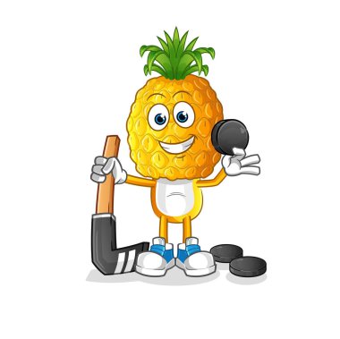 Ananas kafalı çizgi film hokey oyuncusu. çizgi film karakteri