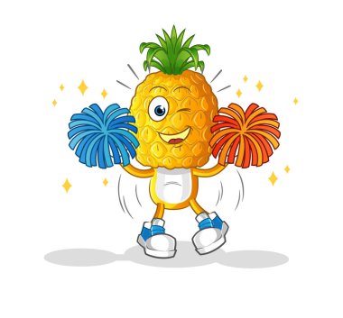 Ananas kafalı amigo kız. çizgi film maskotu vektörü