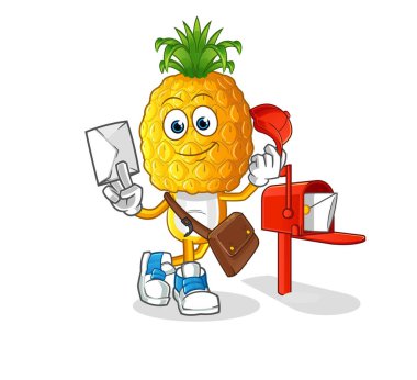 Ananas kafalı postacı vektörü. çizgi film karakteri