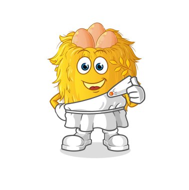 Yunan elbiseli kuş yuvası. çizgi film maskotu vektörü