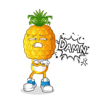 pineapple head cartoon very pissed off illustration. character vector