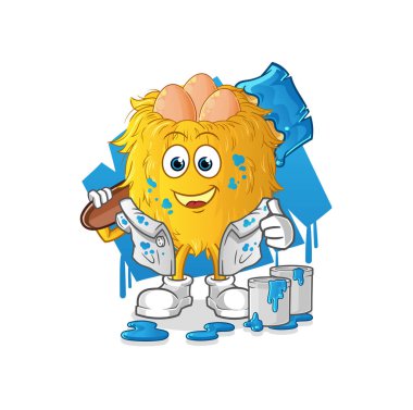 Kuş yuvası ressamı. karakter vektörü