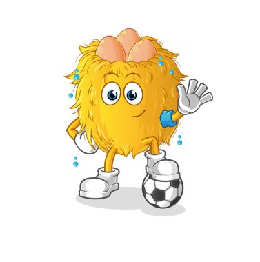 Kuş yuvası futbol oynuyor. karakter vektörü
